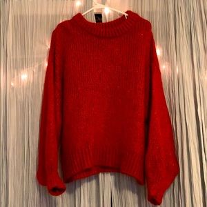 Zara Red Balloon Sleeve Sweater